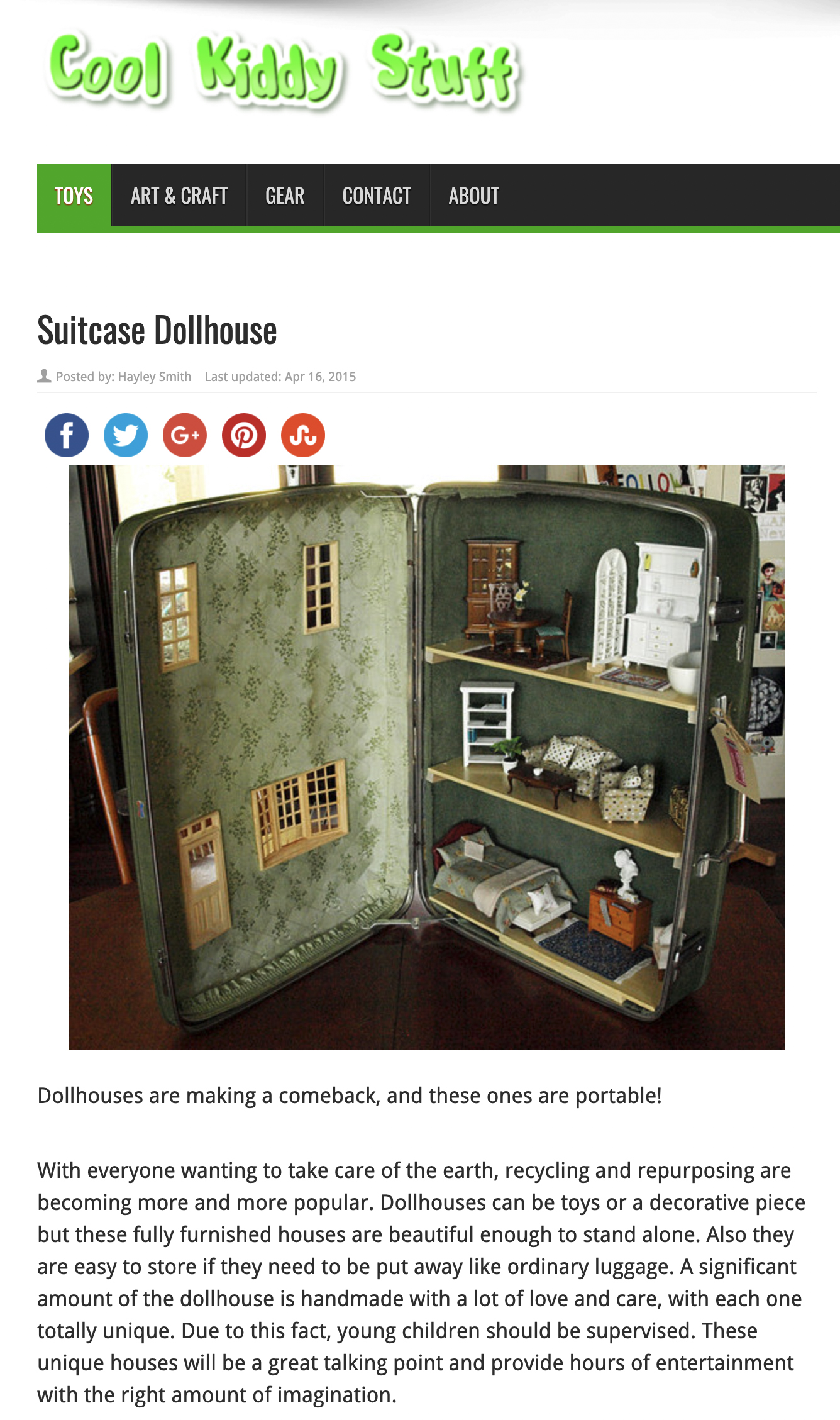 Cool Kiddy Stuff
                              Article on Suitcase Dollhouse