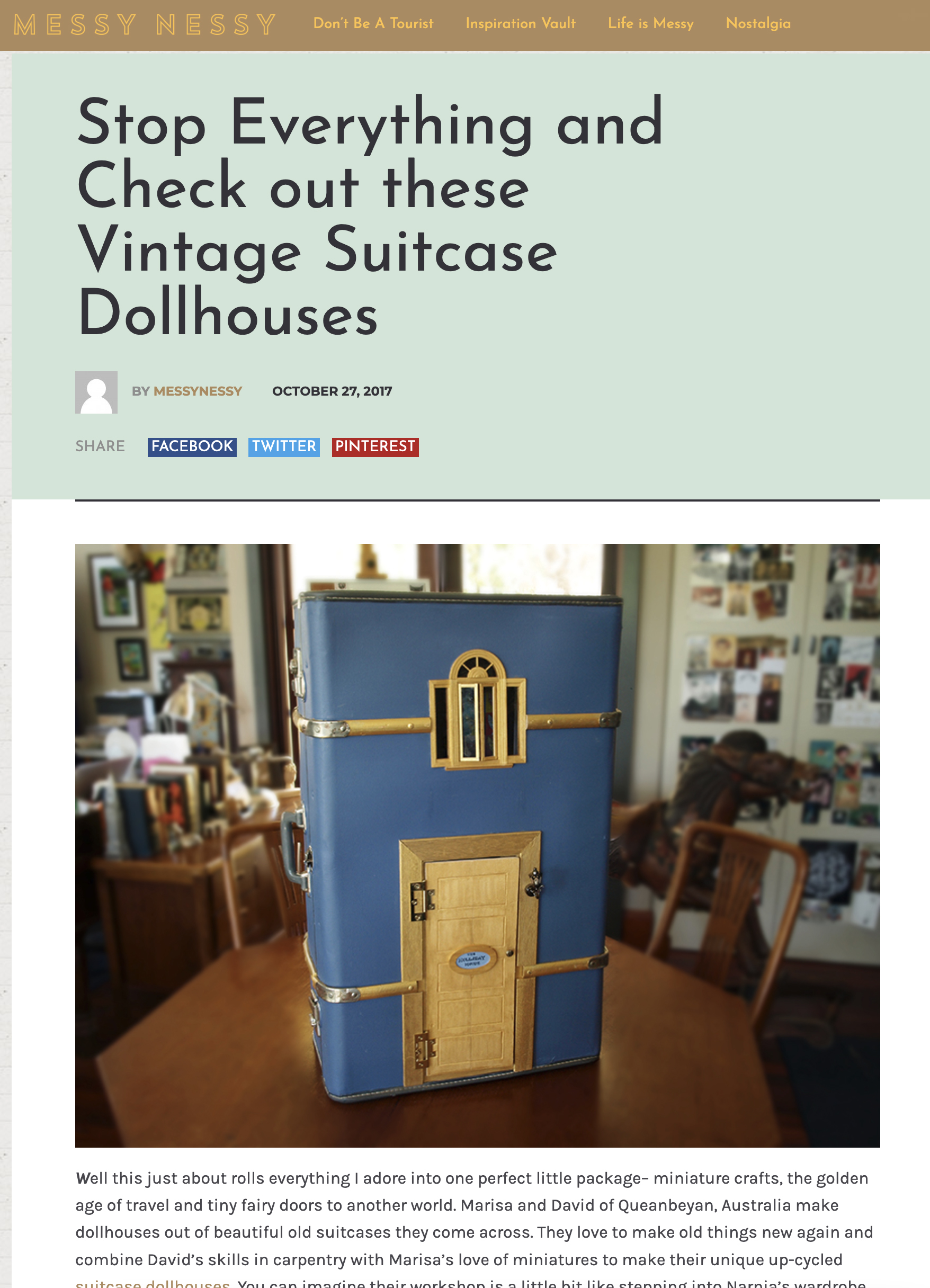 Messy Nessy Article on
                              Suitcase Dollhouse