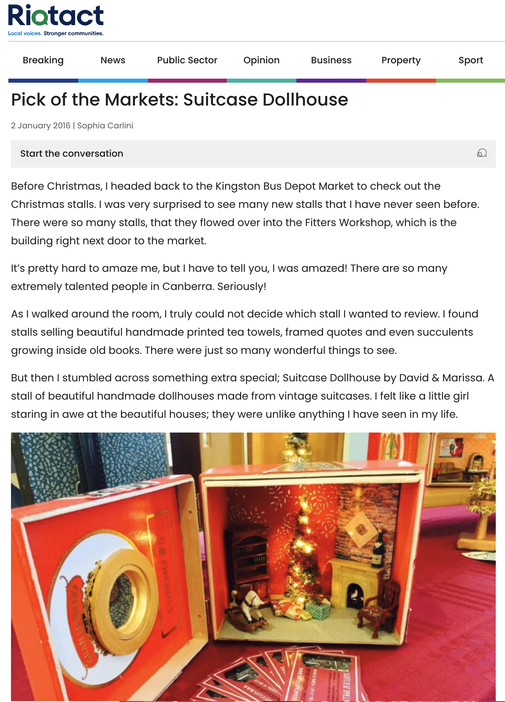 RiotACT Article on Suitcase
                              Dollhouse
