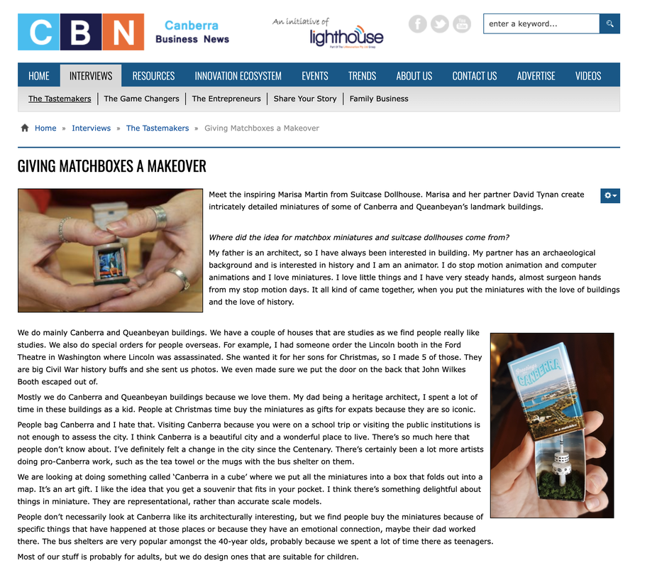 Canberra Business Network Article on
                              Suitcase Dollhouse